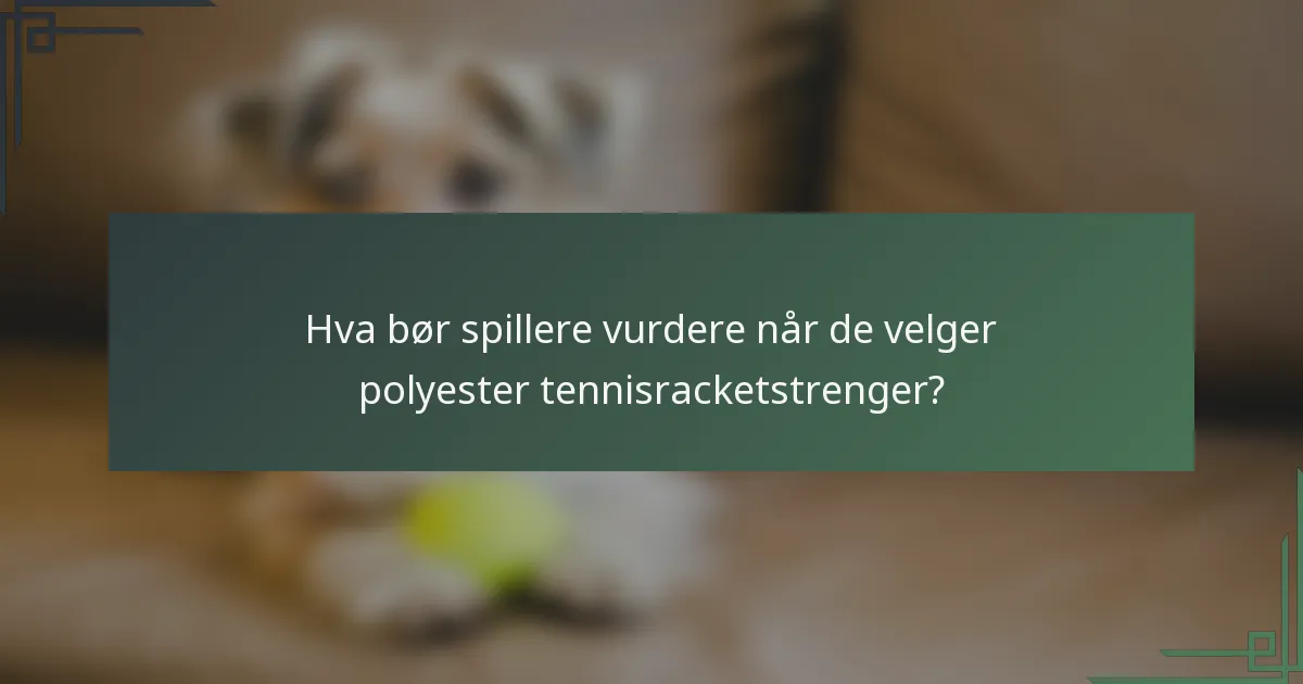 Hva bør spillere vurdere når de velger polyester tennisracketstrenger?